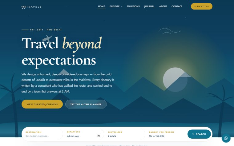 99Travels website screenshot