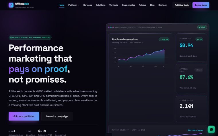 AffiliateAdz website screenshot