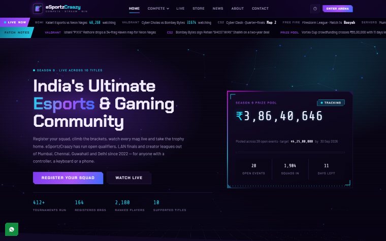 eSportzCraazy website screenshot