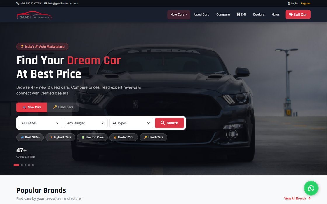 GaadiMotorCar website