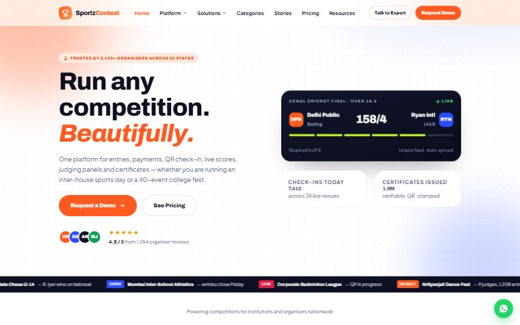 SportzContest website screenshot