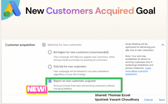 Google Ads adds dedicated reporting for new customer acquisition