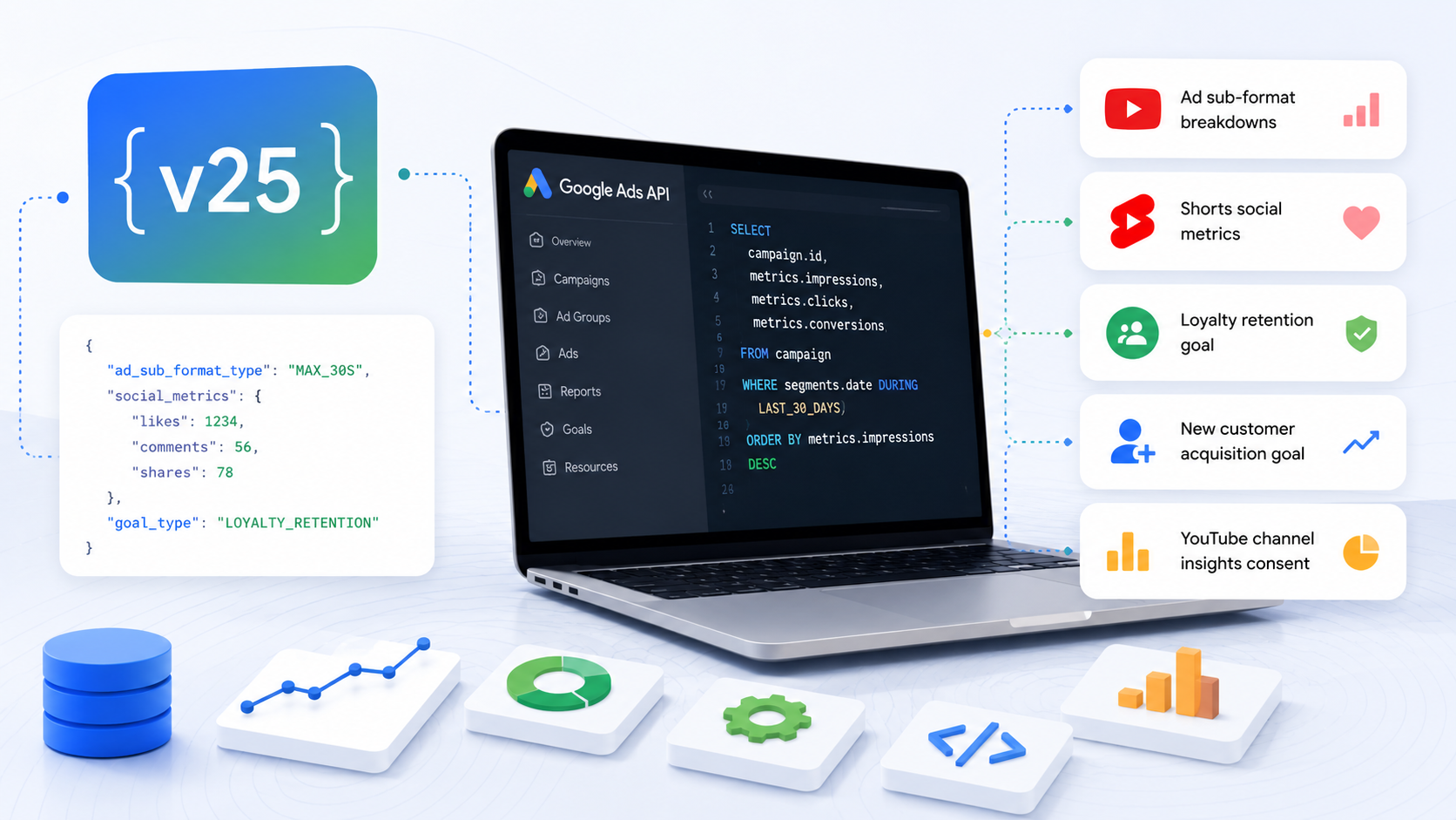 Google Ads API v25 adds YouTube metrics and loyalty campaign goals