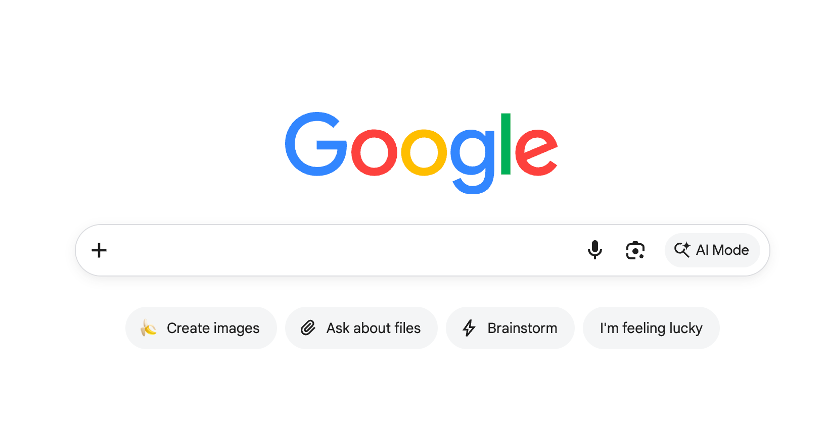 Google confirms testing new buttons on home page to drive users to AI-powered search features
