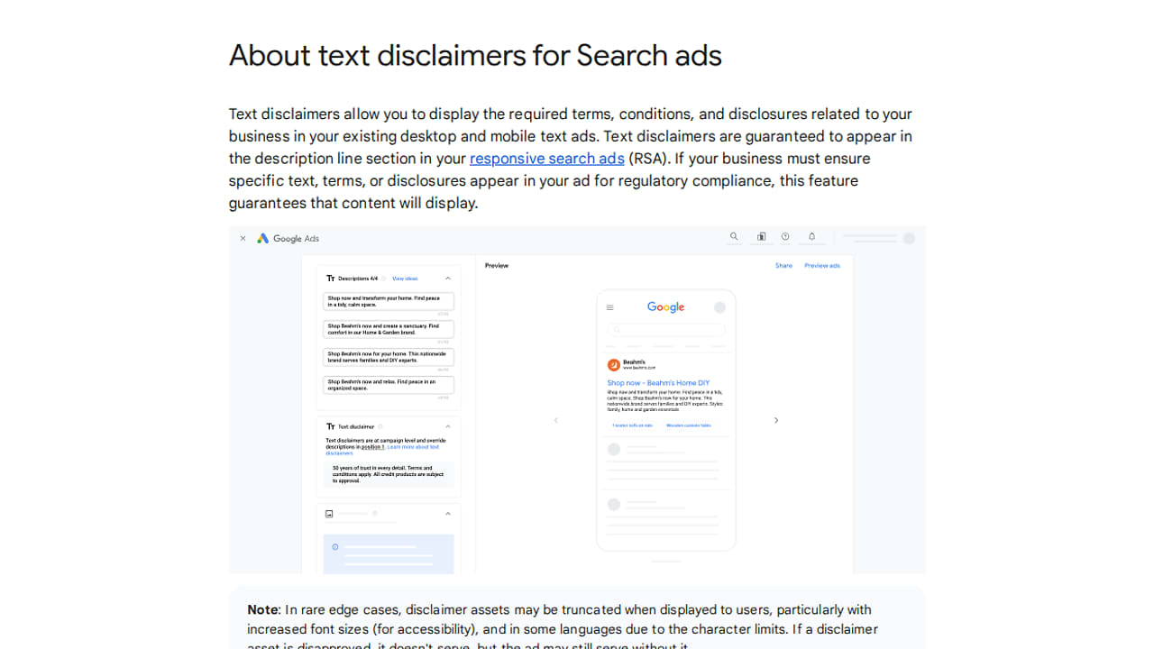 Google publishes guidance for text disclaimers in Search ads