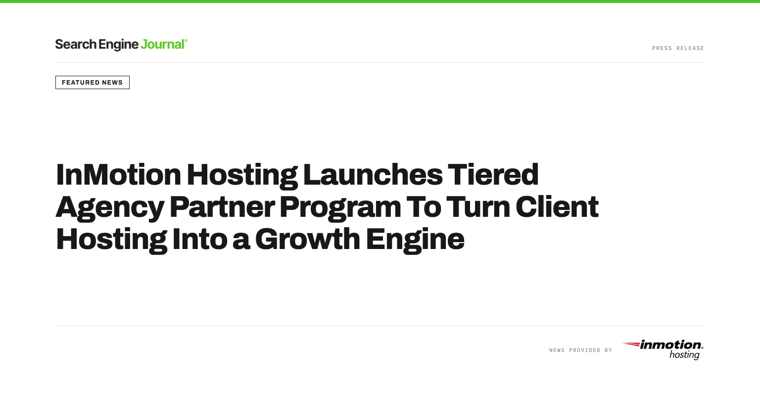 InMotion Hosting Launches Tiered Agency Partner Program